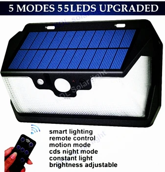 

55 LED 900lm Solar Light remote control radar smart 3 side lighting Panel Lamp Garden L cam street wall lamp yard camp g