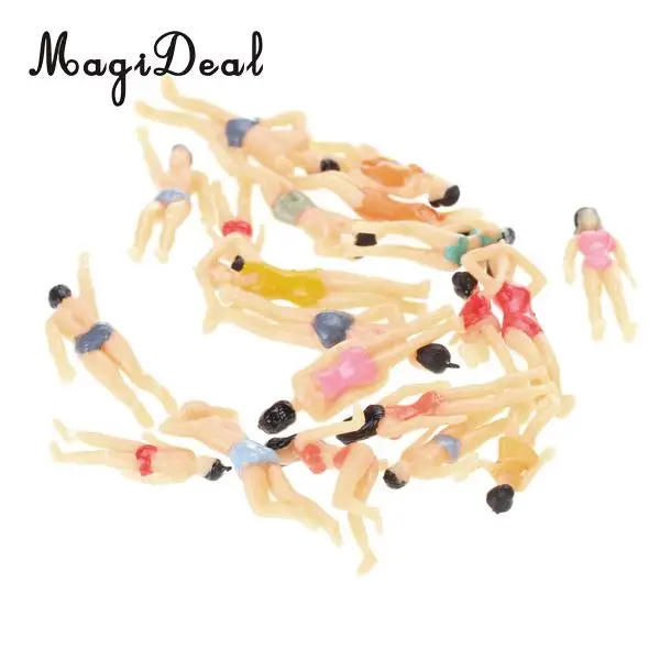 MagiDeal 20Pcs 1/50 Scale Painted Model Beach Standing Seated People Figures for Sea Building Models Layout Room Desk Decor Toy