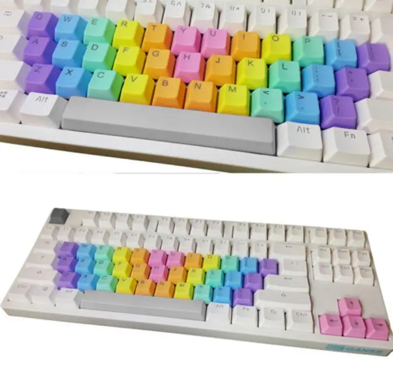 

New Side-printed Top-printed Blank for PBT 37 Keycaps plus Spacebar Keycap Puller Rainbow Keycaps For Mechanical Keyboard
