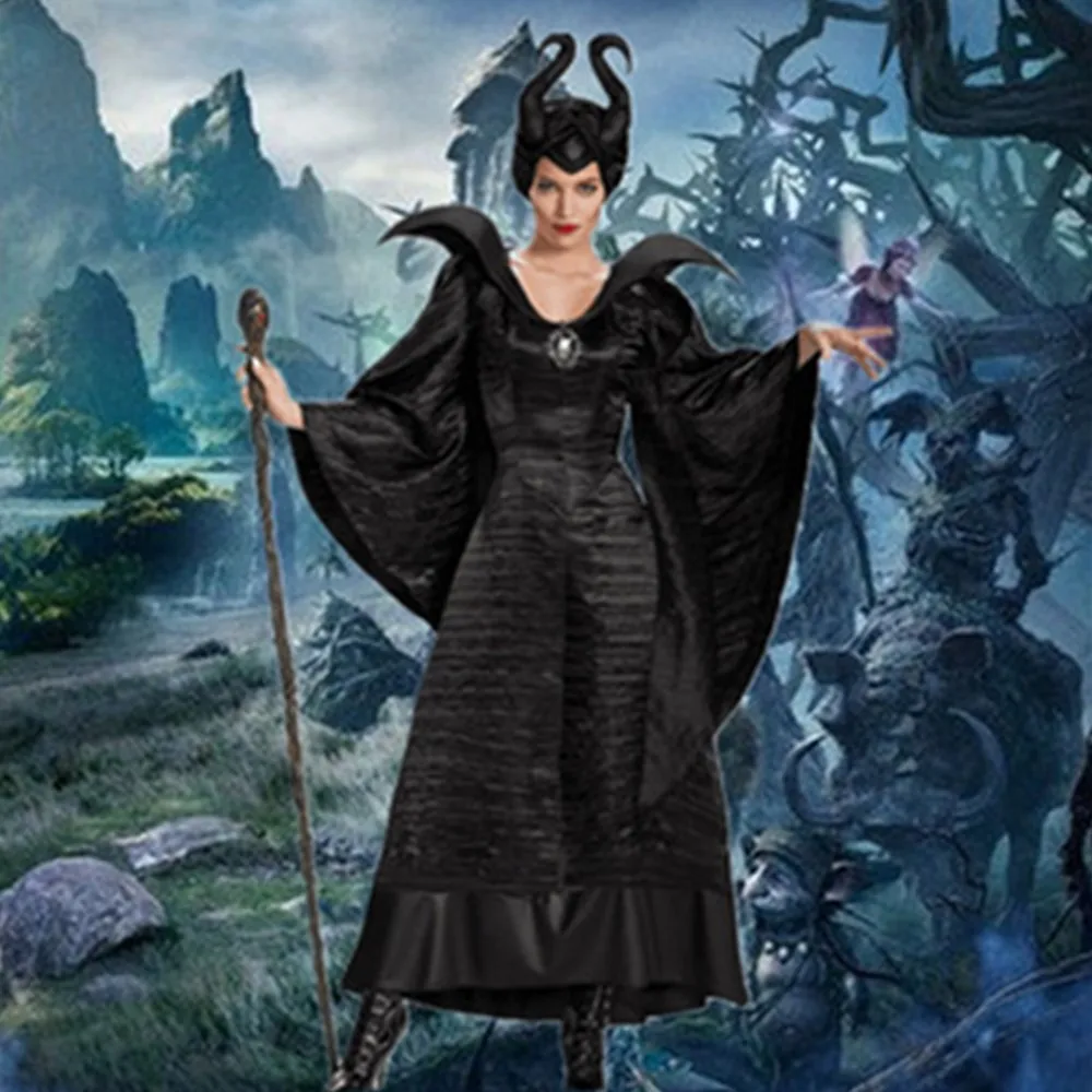 

Plus Size XXXL Sexy Adult Witch Maleficent Dark Queen Fantasia Costume Halloween Party Cosplay Evil Witch Fancy Dress