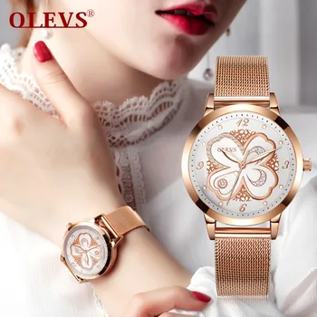 

Top Brand Woman Watch Rose Gold Dress lady Leather Quartz Watch girl Watches Clock Creative Flowers relogio feminino Wrist watch