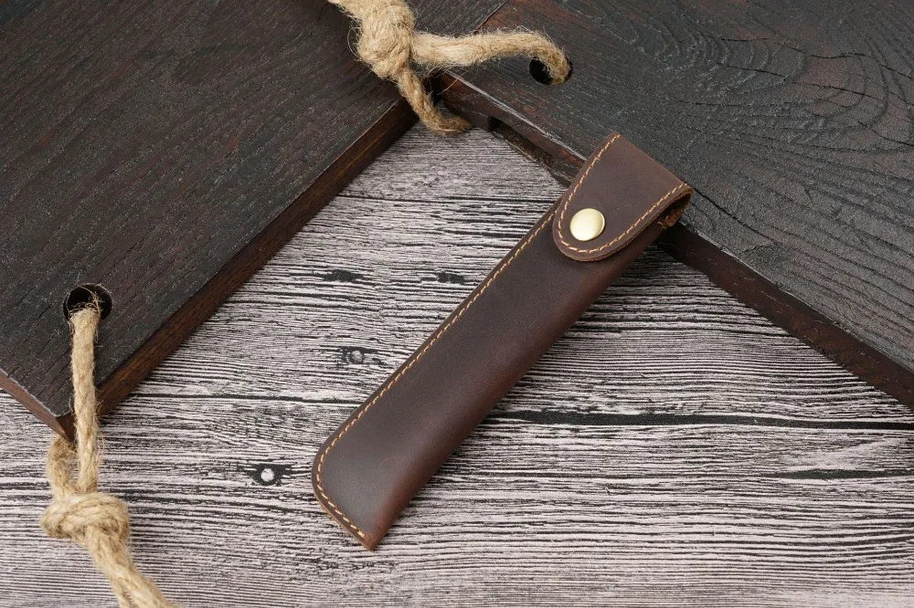 Personality Leather Retro Pencil Case 17*3.8 cm Cowhide Pen Holder for One Pen Joy Corner