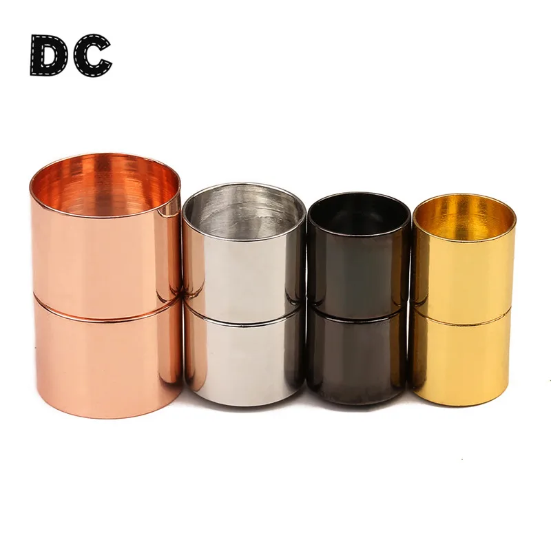 

DC 10pcs/lot Copper Magnetic Clasps Leather Cords Ropes Connectors Hole Size 3-15mm Gold Rhodium Color Fit DIY Jewelry Making