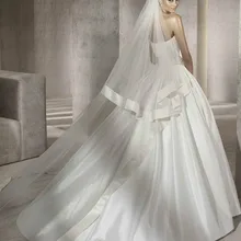 Модная ультра длинная 2 Т лента слоновая кость ВУАЛЬ 3 метра Роскошная вуаль невесты Свадебные аксессуары Фата с гребнем