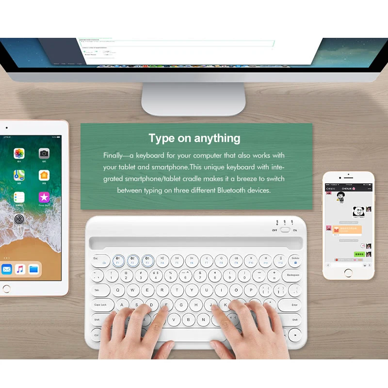  [] B.O.W Slim Mini Bluetooth Wireless Keyboard for Tablets & Smartphones Built in 800 mAh batteryPo