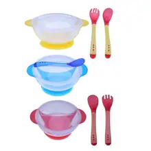Детские Обучающие блюда присоска чаша набор ложка и вилка крышка противоскользящая дети милые кормление Обучающие блюда для хранения