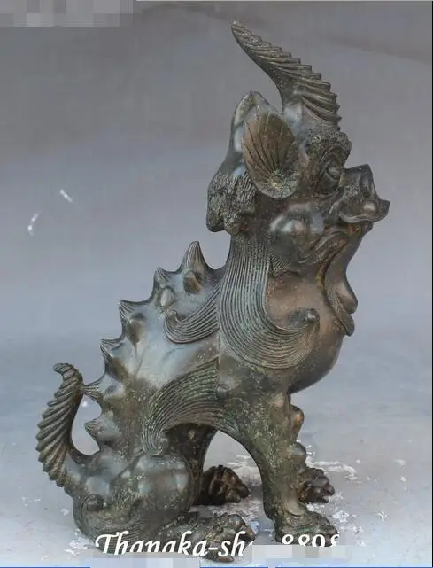 

11" Old Chinese Fengshui Bronze Antique Bixie Pixiu Brave Troops Beast Statue
