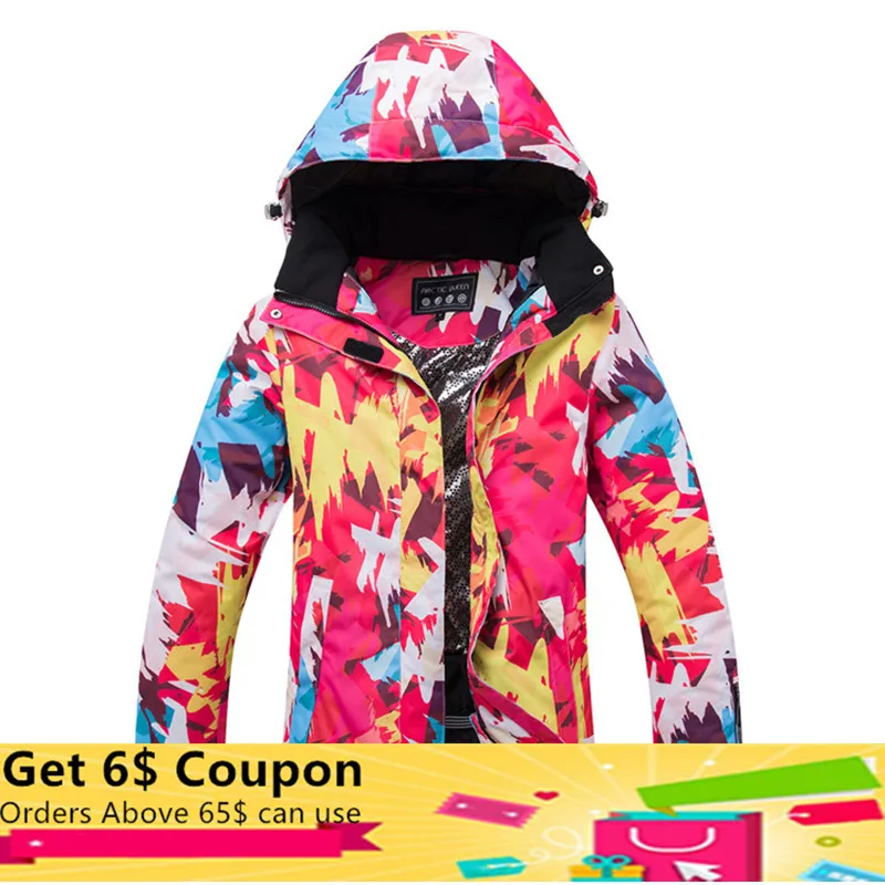 

2018 Colorful Female Lady Skiing Jackets Korean Winter Outdoors Veneer Beginner Ski Skiing Clothes Waterproof Warm Loose Coat