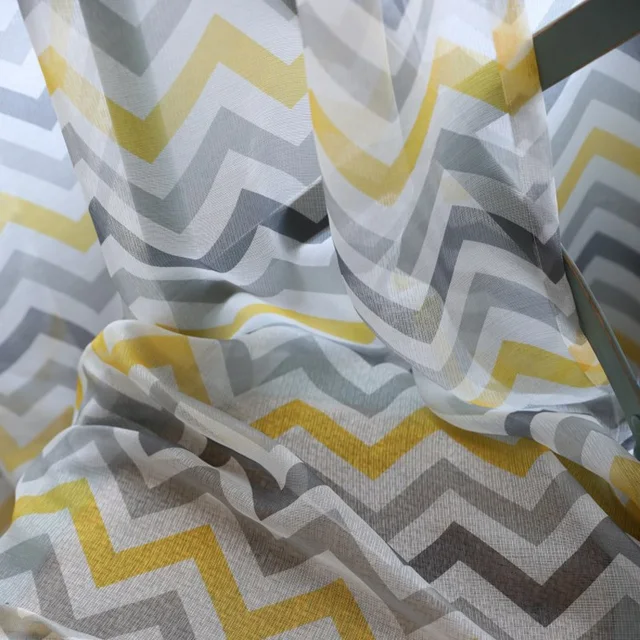 Yellow Striped Semi Blackout Curtain Sheer Curtain luxury valances 70