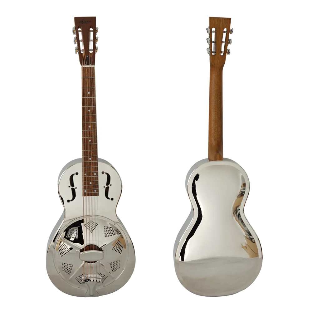 

Aiersi Brand Gloss Silver Plated Bell Brass Resolian Parlor Resonator Guitar TRG-10