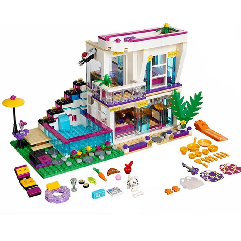 

Compatible Legoe Friends Mini-doll Figures 41135 M 644pcs Livi's Pop Star House Figure Building Blocks Bricks Toys For Children