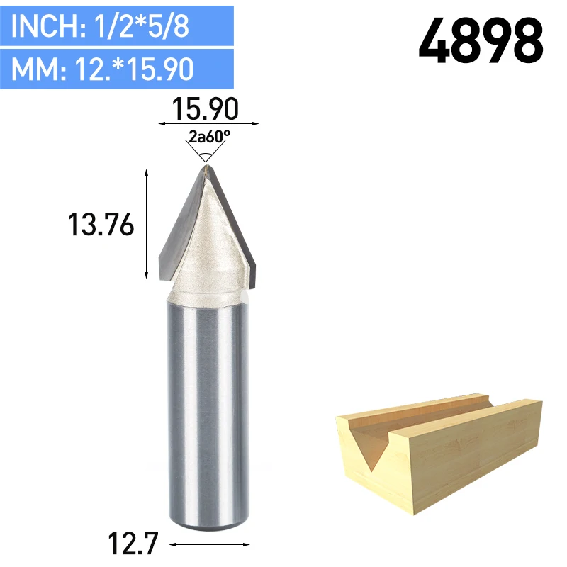 Boboaldo 1 шт. 1/2 1/4 хвостовик 60 Deg V шлифовальный станок вольфрамовые фрезы для дерева для резьбы по дереву инструмент - Длина режущей кромки: 4898