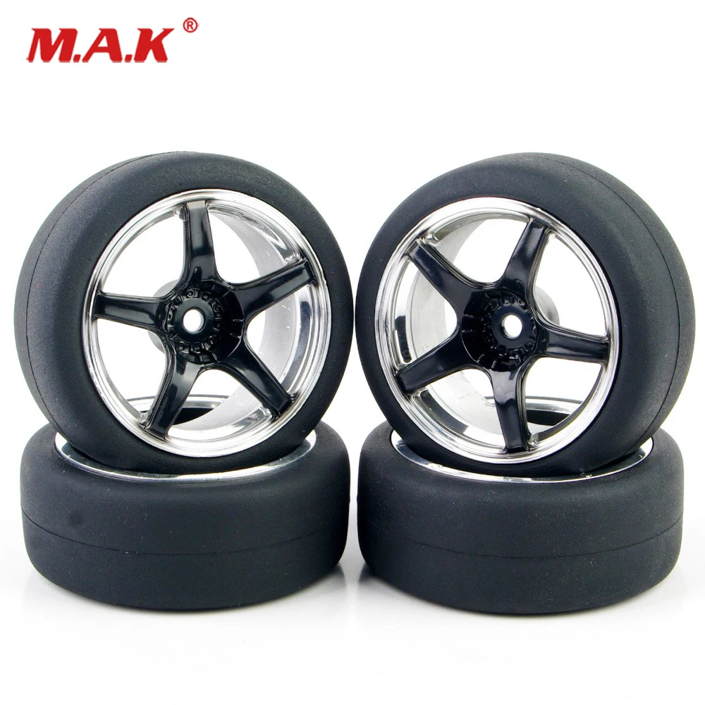 4x Tyres 12mm Hex Tires&Wheel Rims for 1/10 Scale HSP RC On Road Racing Toy Car