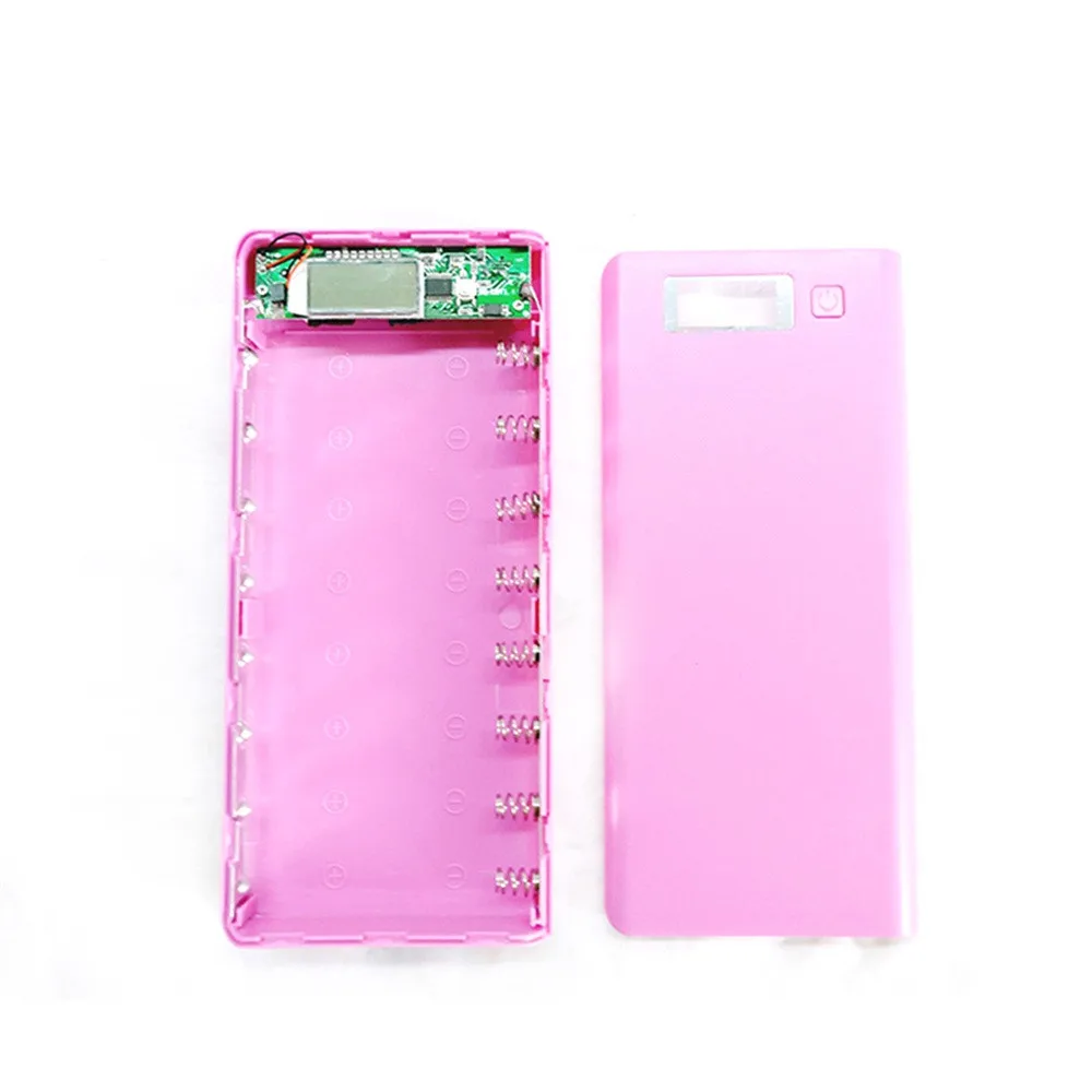 DIY USB Мобильный Внешний аккумулятор зарядное устройство чехол 8 шт. 18650 Держатель батареи для телефона батареи в комплект не входят внешний аккумулятор - Цвет: Pink