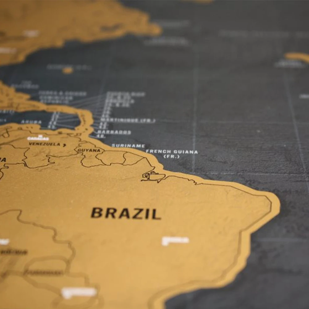 Скретч Карта мира путешествия плакат Медная Фольга наклейка персонализированный журнал Большой размер с цилиндрической упаковкой