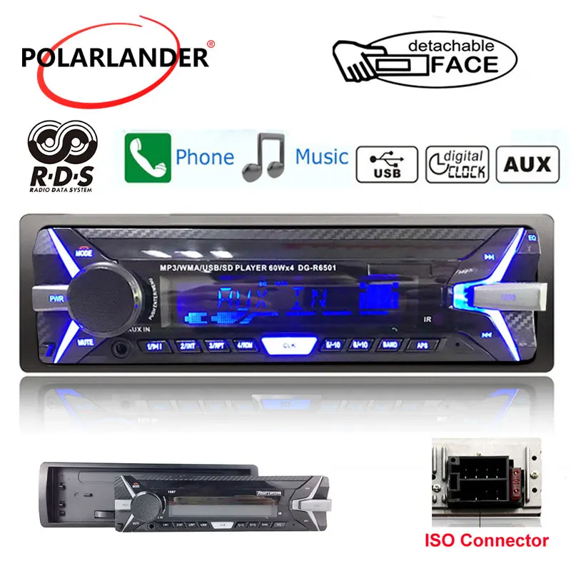 3,5 дюймов съемный Панель In-Dash RDS + 12 V MP3 плеер стерео хэндс-фри вызовов AM FM TF/USB разъём подачи внешнего сигнала Aux-In Bluetooth 1 Din автомобильное