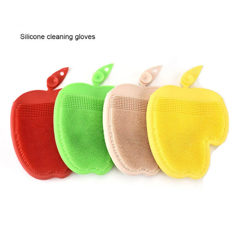 

NEW 100% Food Grade Dishwashing Gloves dishes Silicone Dish Wash Glove Sponge Scrubber Cleaning Dishwashing Brush Kitchen Tool