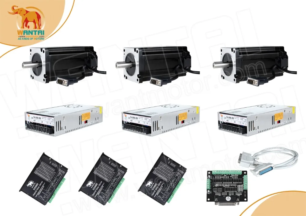 Все поставки! 3 осевой Серводвигатель Wantai Nema34 easy с замкнутым контуром 6A 900N cm(1270oz in)