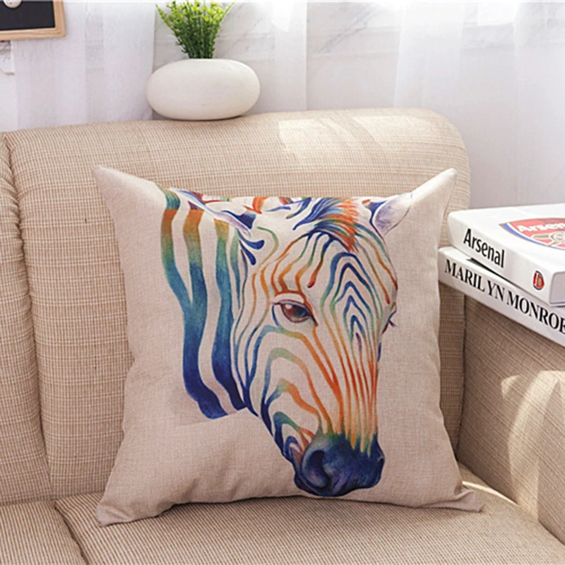 Colorful Animals Cushion Cover Animal Pillow Covers Giraffe Deer Zebra Pillow Case for Home Decoration Pillowcase