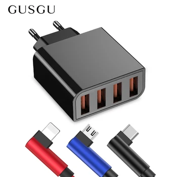 

GUSGU Portable Mobile Phone USB Charger 4 Ports Fast Charging For iPhone X 8 7 Travel Wall Adapter For Samsung Xiaomi