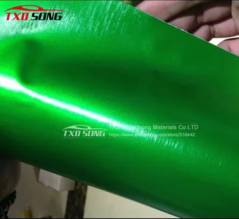 

Newest Green Chrome matte brushed vinyl Metallic brushed chrome matte green sticker with air free bubbles by free shipping