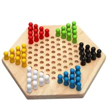 Традиционный шестигранный Деревянный Китайский шашки набор семейных игр