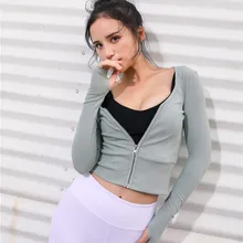 Топ для йоги, спортивная одежда, спортивная одежда для женщин, длинный рукав, куртка на молнии, топ на бретелях, толстовки, штаны для бега, фитнес-рубашка