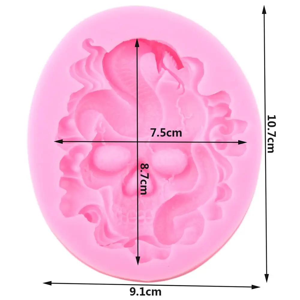 3D Череп Змея силиконовые формы смолы глины Мыло Свеча Плесень Хэллоуин помадка украшения торта инструмент конфеты форма для шоколадной мастики