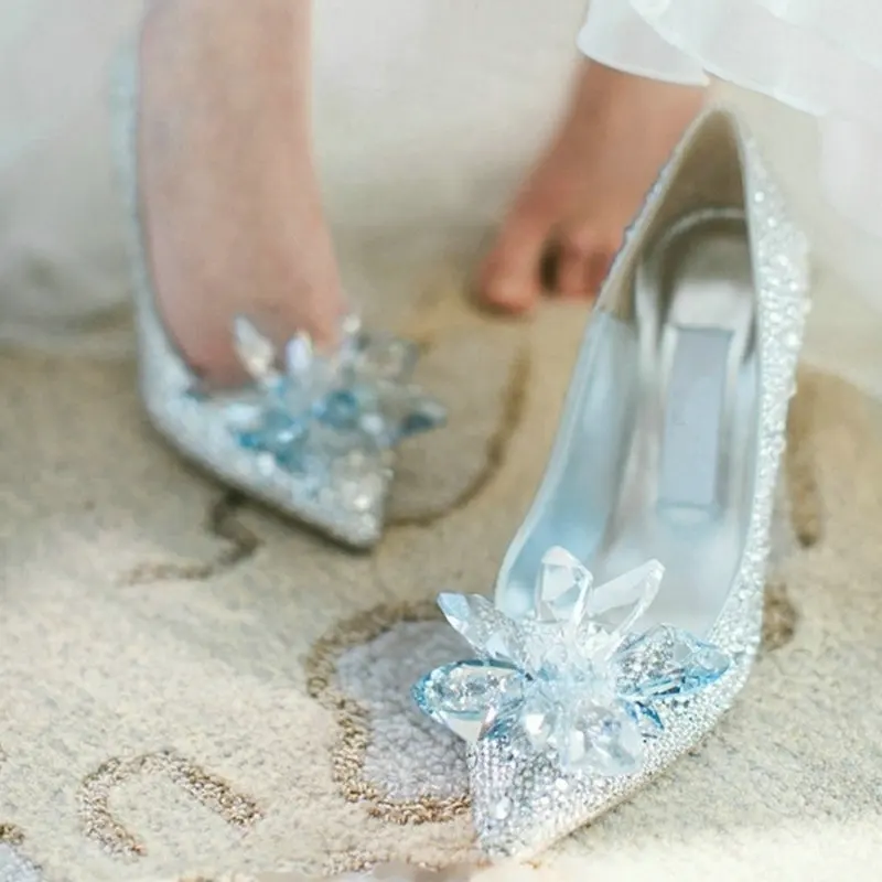 

European Wedding Shoes Female Rhinestone Crystal Shoes Stiletto Pointed Red Bridal Shoes Fashion Bridesmaid High Heel