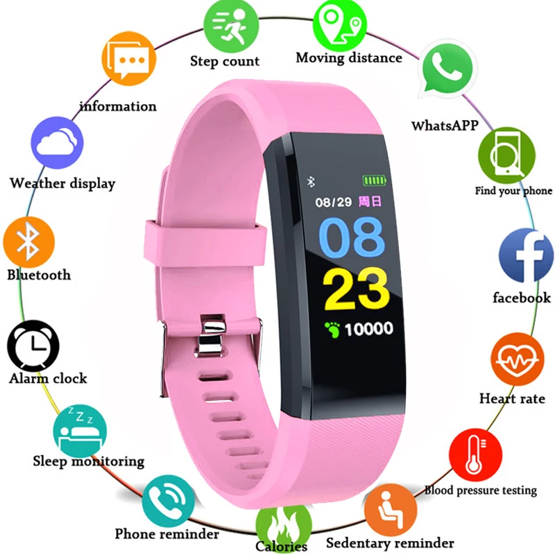 

Smart Bracelet Heart Rate Monitor Blood Pressure Monitor Fitness Watches Step Counter Message Push