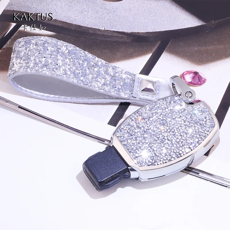 Алмазный автомобильный чехол для ключей ключ Mercedes Chain Keyring Benz W204 W205 W212 C E S gla AMG и т. д. для девушек женские подарки
