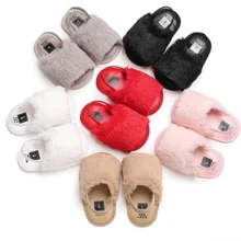 Симпатичные Твердые новорожденных для маленьких девочек меха мягкая подошва шпаргалки обувь для новорожденных малышей летние сандалии 0-18 месяцев