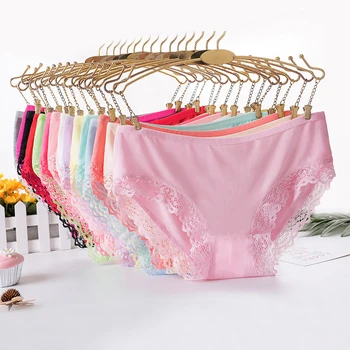 

Solid Color Cotton Panty Attractive Bow Pattern Sexy Female Ladies Lingerie Briefs Mid-Rise Breathable Panty Female Pants Female