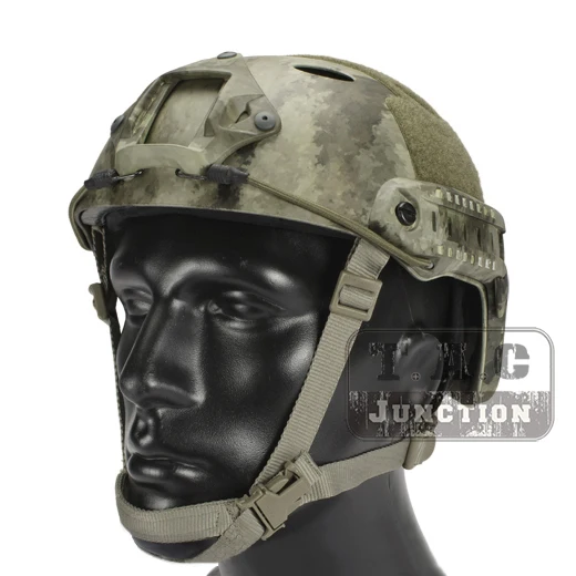 

Emerson Tactical Airsoft Fast Bump PJ Helmet Advanced Adjustment Combat Lightweight Modular OPS Helmet w/ NVG Shroud + Side Rail