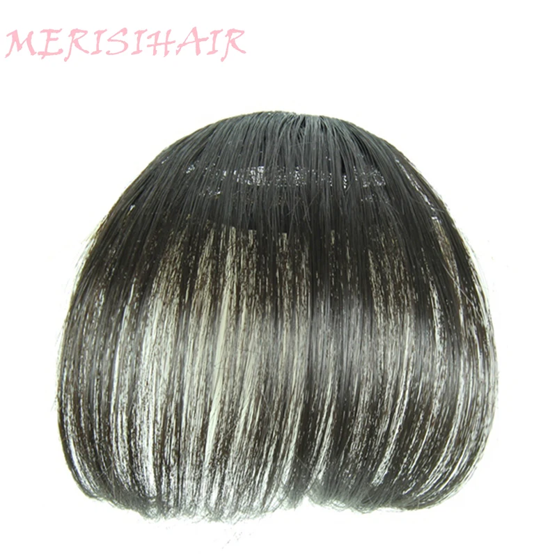 MERISI HAIR Clip In Hair Bangs Hairpiece Synthetic Fake Bangs Hair Piece Clip In Hair Extensions