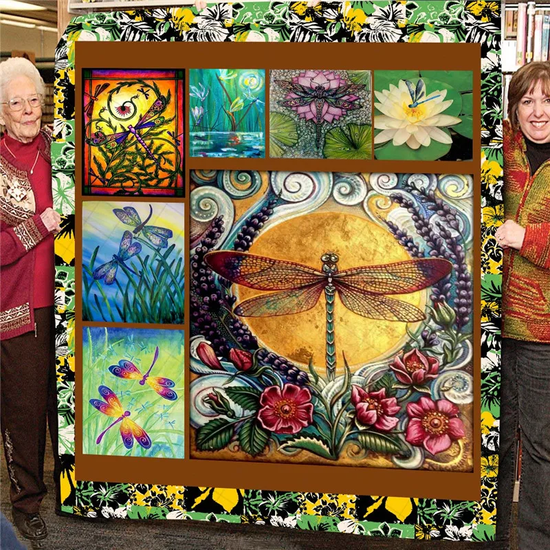 

Patchwork Quilt Dragonfly Quilted Bedspread Edredones Acolchados Invierno Travel Blanket Colcha De Cama Couette Hiver