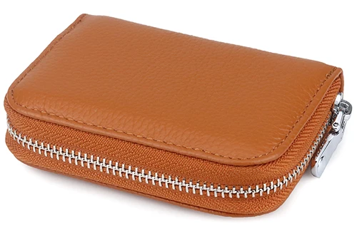 New Arrivals RFID Blocking Card Wallet Genuine Leather Unisex Card Case Hot Brand RFID Protection Business CARD Holders - Цвет: Dark Yellow