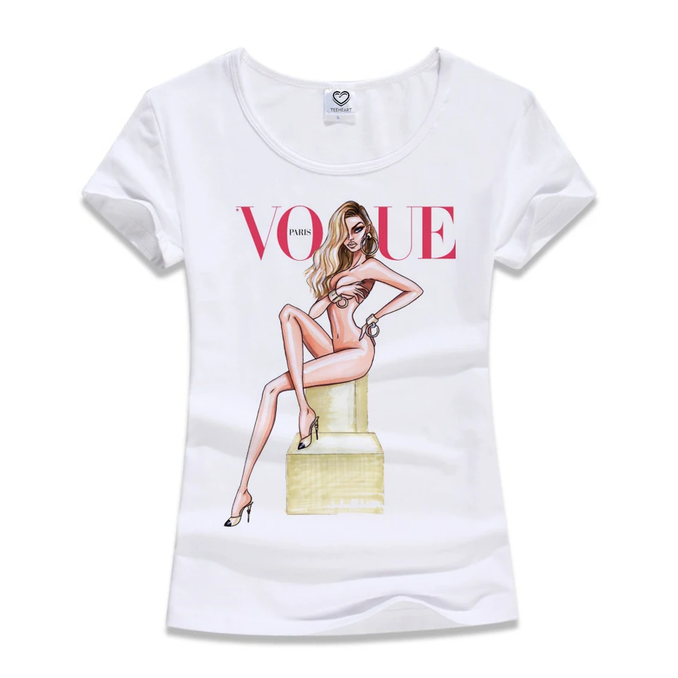 

VOGUE T-Shirt Women Kawaii Cute Girl T Shirt Female Short Sleeve Princess Clothing Funny Cartoon Summer Top Fashion Lady Tees