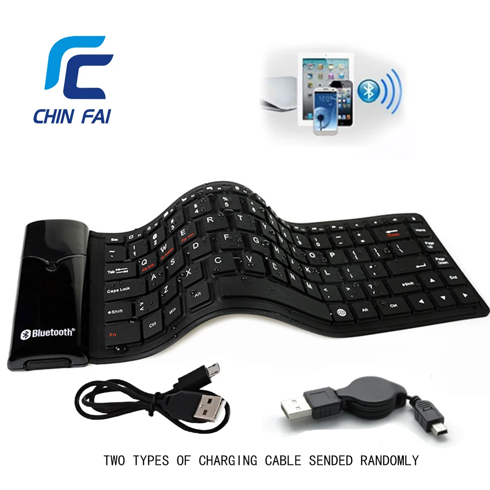 

Russian Shipment Portable Wireless Bluetooth English Layout Keyboard Silent Waterproof Foldable Keyboard for Tablet PC Phone