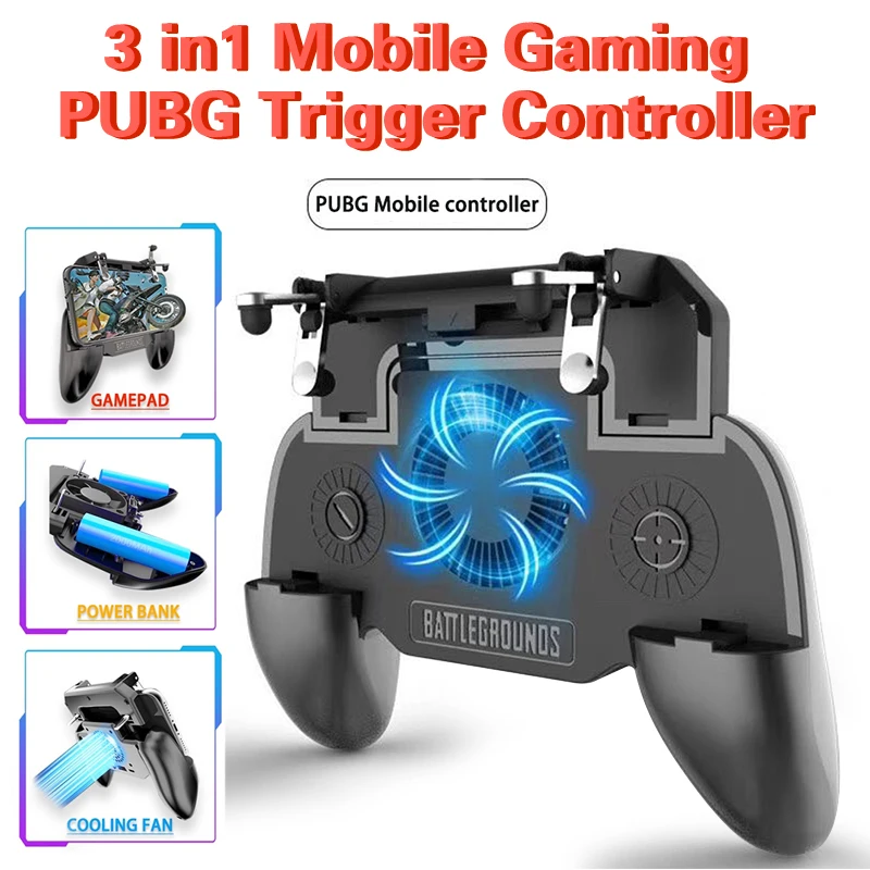 Mpow SR Gaming PUBG Controller Gamepad Mobile Trigger with 2000mAh Large Power Bank & Cooling Fan L1R1 Shooter Joystick Game Pad