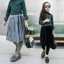 Зимняя детская одежда леггинсы для девочек плотные флисовые плиссированные леггинсы для девочек, длинные брюки