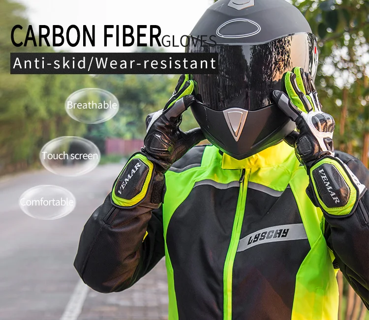 VEMAR мотоциклетные кожаные перчатки мотоциклетные длинные перчатки из углеродного волокна мужские зимние ветрозащитные перчатки с сенсорным экраном Gl