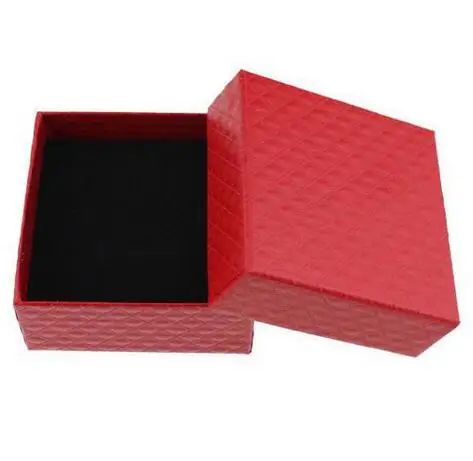 Square Jewelry Box Necklaces Earrings Bracelets Organizer Boxes Gift Packing Engagement Ring Display Black White Red Wholesale - Цвет: 7.5x7.5 Red