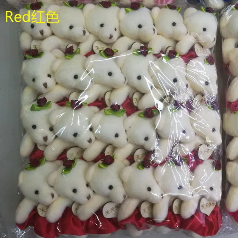 red Подарок на Рождество, 24 шт./партия, pp хлопковые детские плюшевые куклы, мини маленький плюшевый мишка, Цветочная Мишка для букетов на свадьбу - Цвет: red