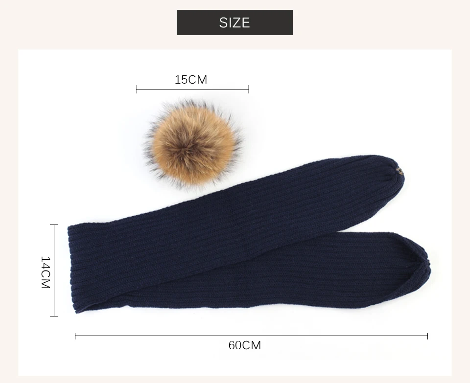 Geebro Kids Knitted Scarf With Double Raccoon Fur Pompom Boys and Girls Cashmere Plain Shawl Wrap Winter Warm Accessories DQ867