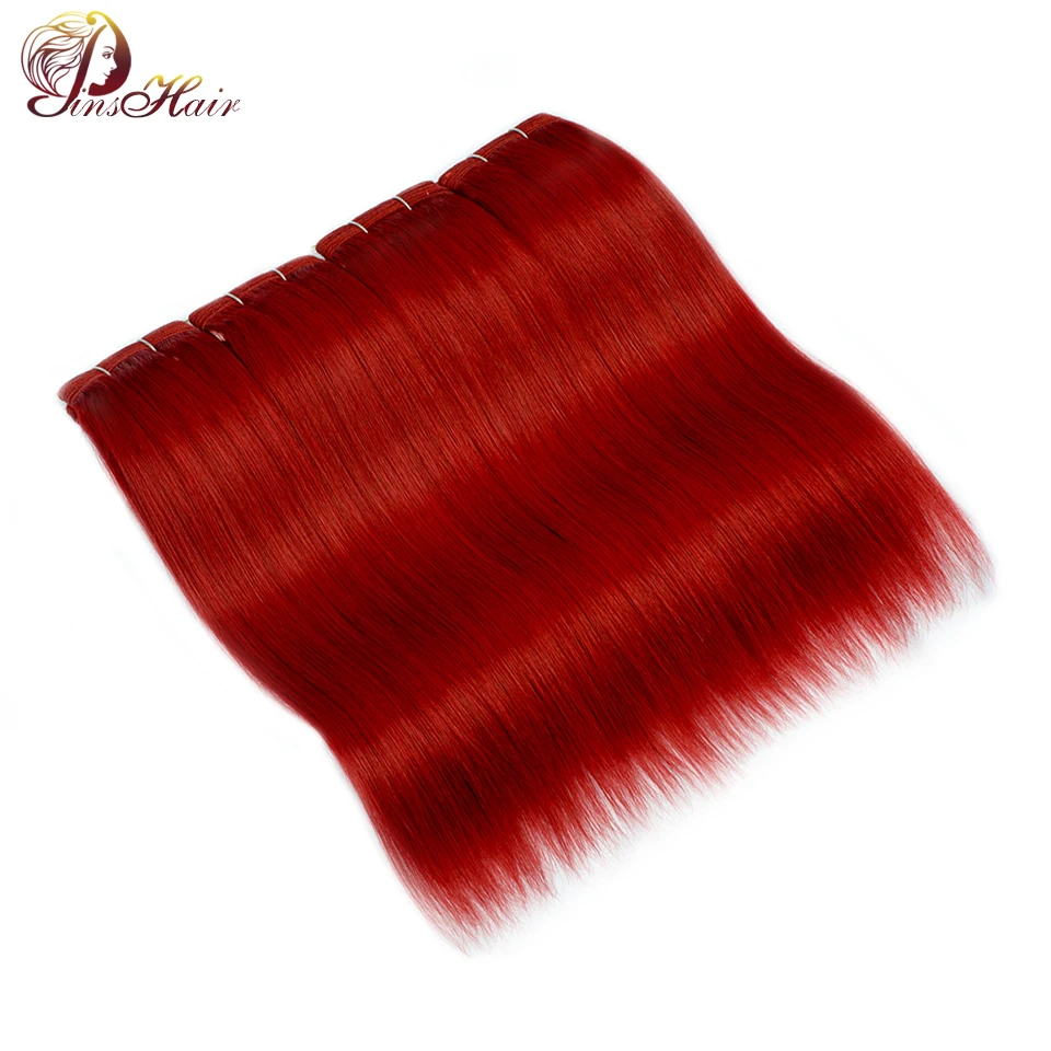 Малайзии прямые волосы смелый красный бордовый человеческих волос 4 шт. Связки Расширение может быть перестиль Pinshair не Волосы remy
