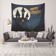 Tapestry Moon Wall Art Home Decor Halloween Wizard Pumpkin Castle Wall Hanging Yoga Mats Festive Gift Bedspread Beach Towel pumpkin lamp wall art halloween tapestry
