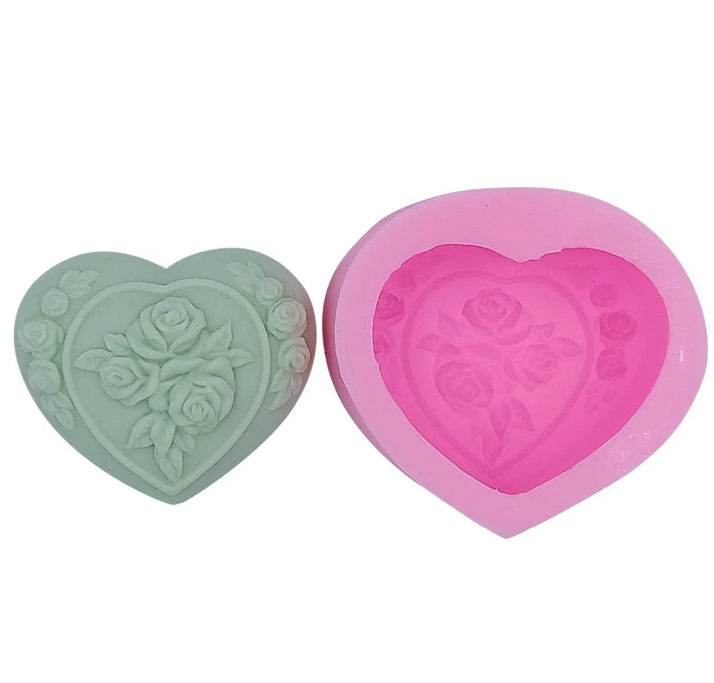 3D Сердце розы Формы для мыла формы силиконовые формы|soap moulds|soap mold roserose silicone |