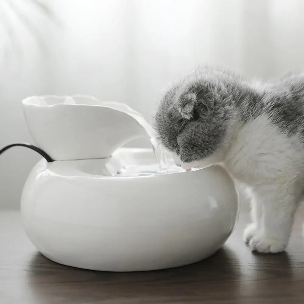 Ceramic Pet Drinker Cat Smart Water Feeder Automatic Cycle Three-dimensional Fountain Live Water Tank Filter