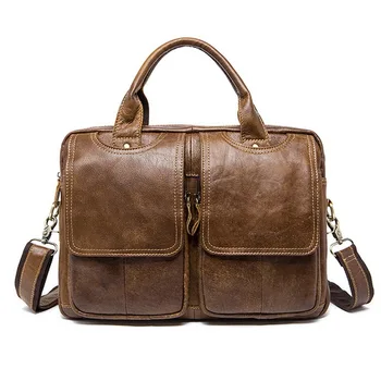 

Messenger Bag Men's shoulder bag Genuine Leather male Bag Men's Briefcase Laptop 14'' Tote Crossbody Bag for Man 8002